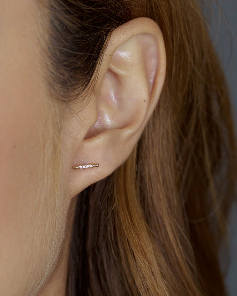 Pavé Linea Stud Earring by White/Space - At Present Jewelry