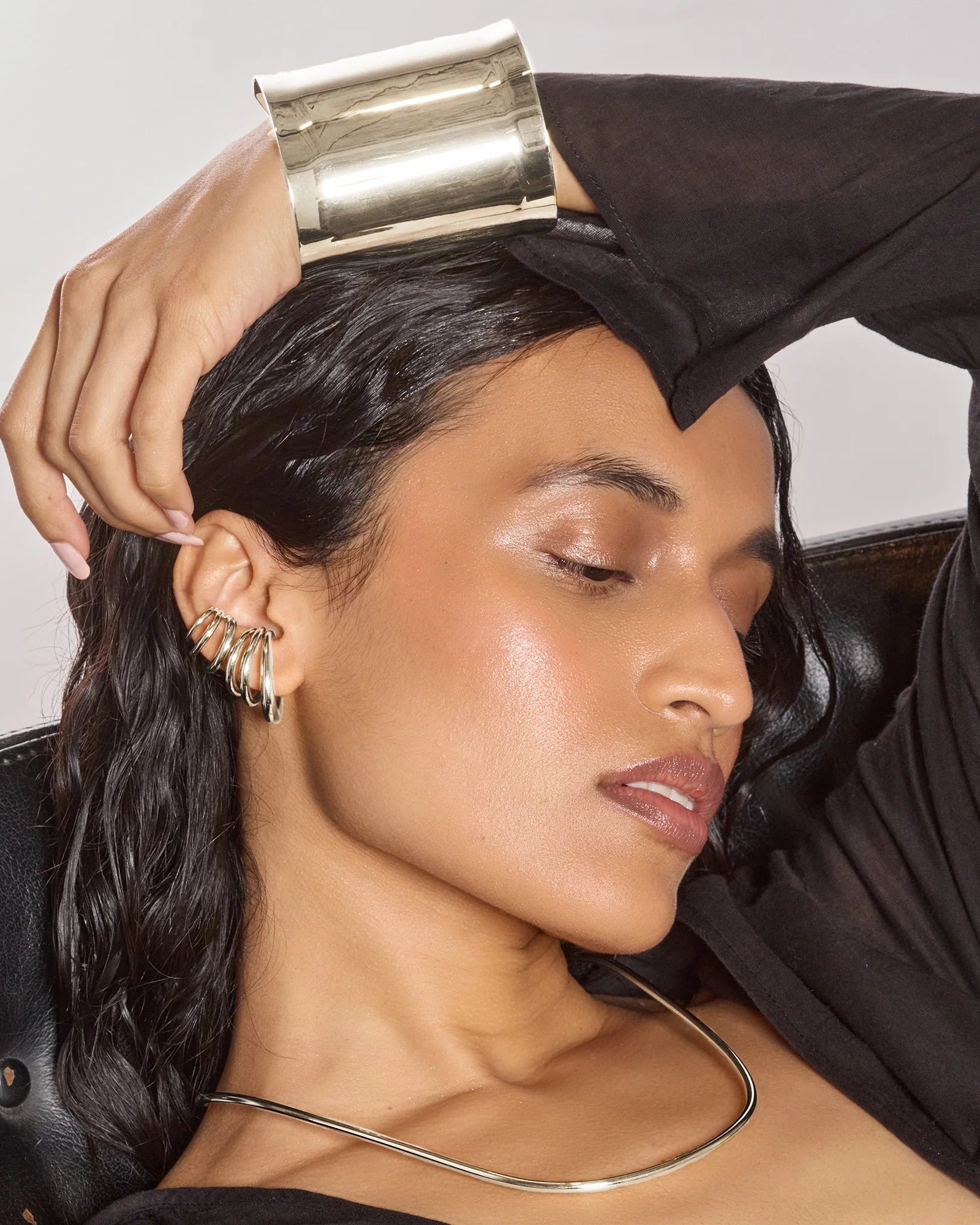 Triple Lair Ear Cuffs in Silver by Lady Grey - At Present Jewelry