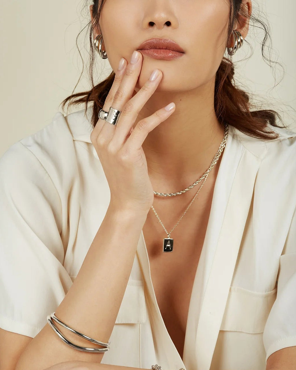 Triple Lair Ear Cuffs in Silver by Lady Grey - At Present Jewelry