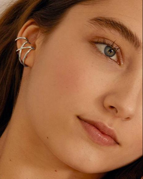 X Ear Cuff in Silver by Lady Grey - At Present Jewelry