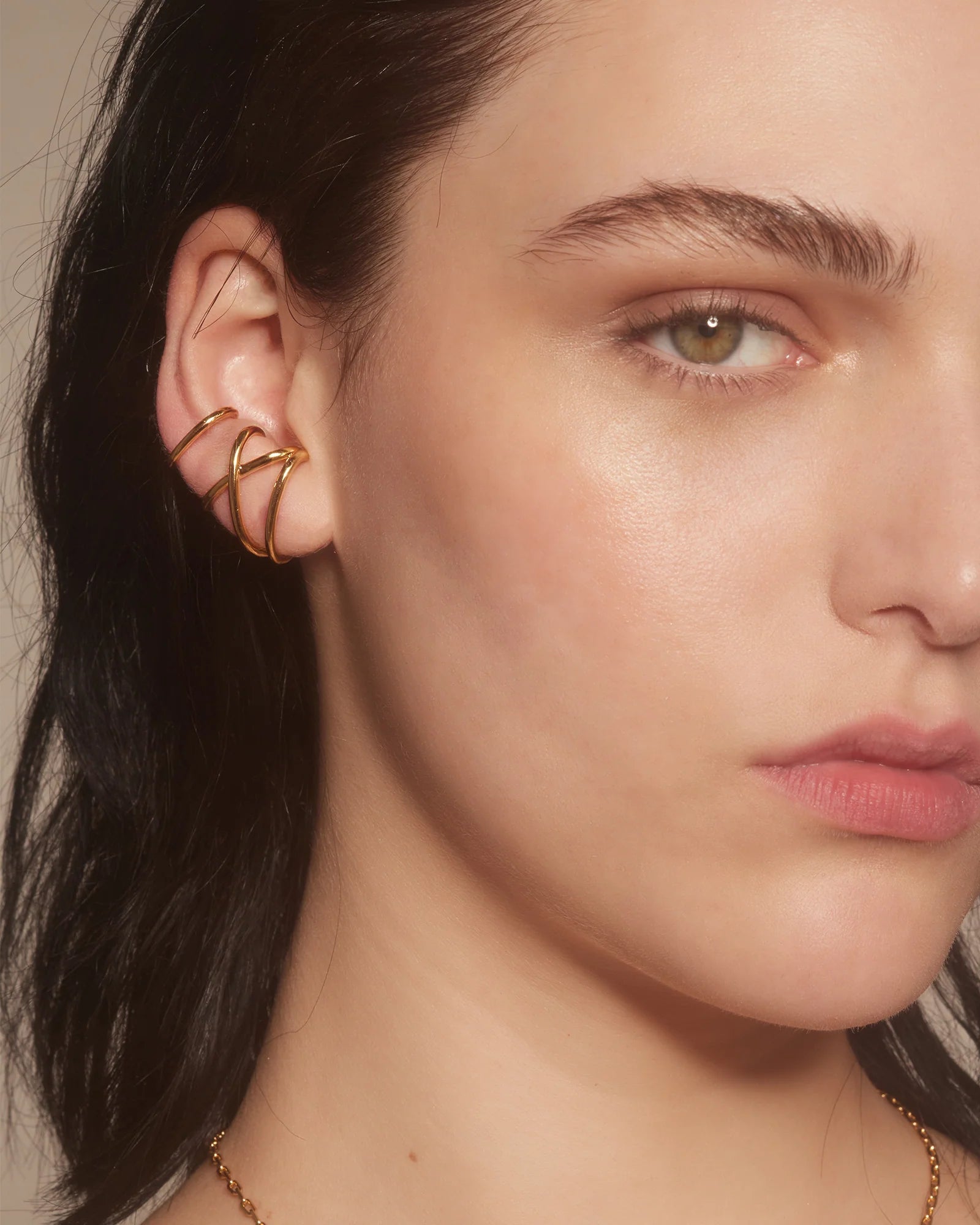 X Ear Cuff in Gold by Lady Grey - At Present Jewelry