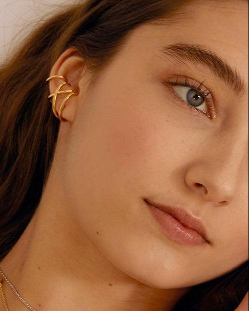 X Ear Cuff in Gold by Lady Grey - At Present Jewelry