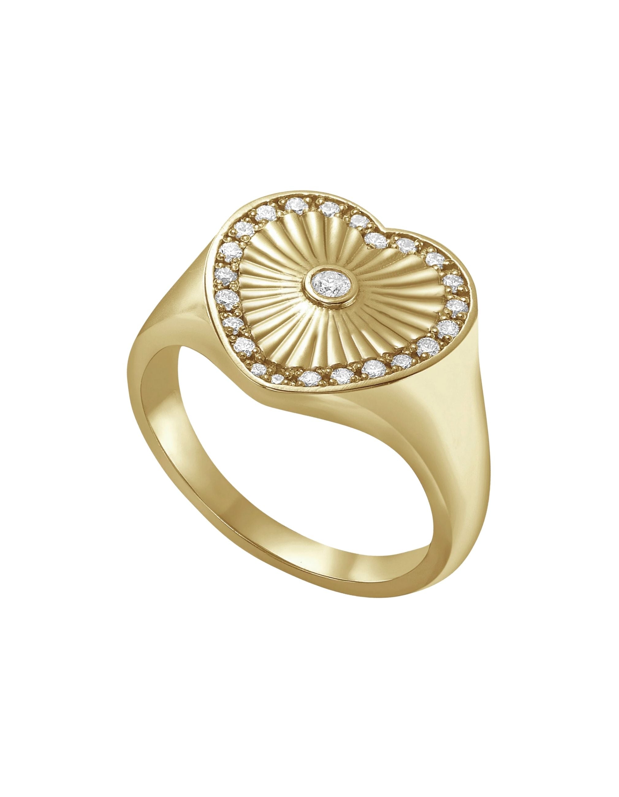 Cassandane Diamond Heart Signet Ring