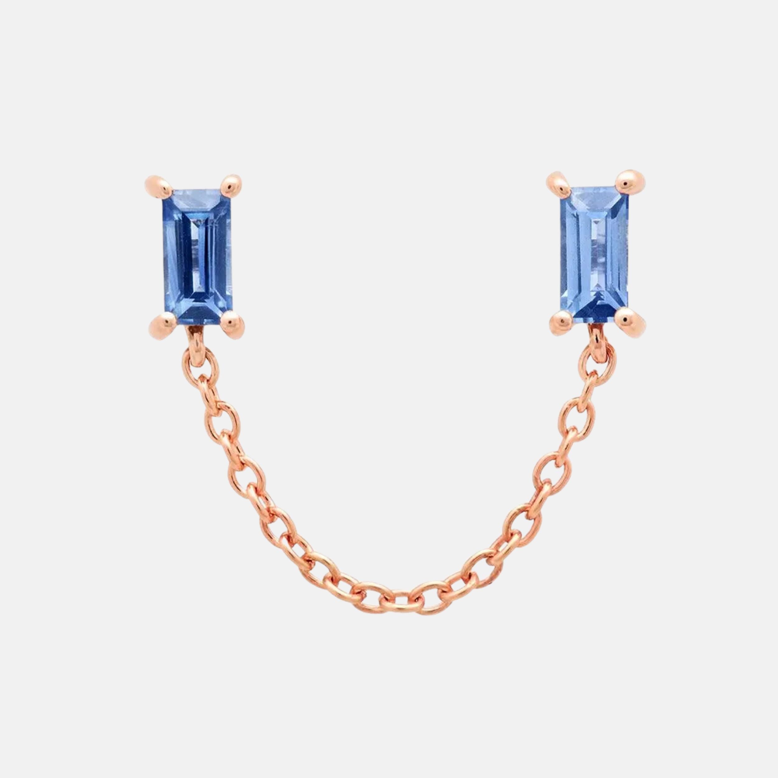 Gemstone Baguette Chain Stud by Eriness - At Present Jewelry