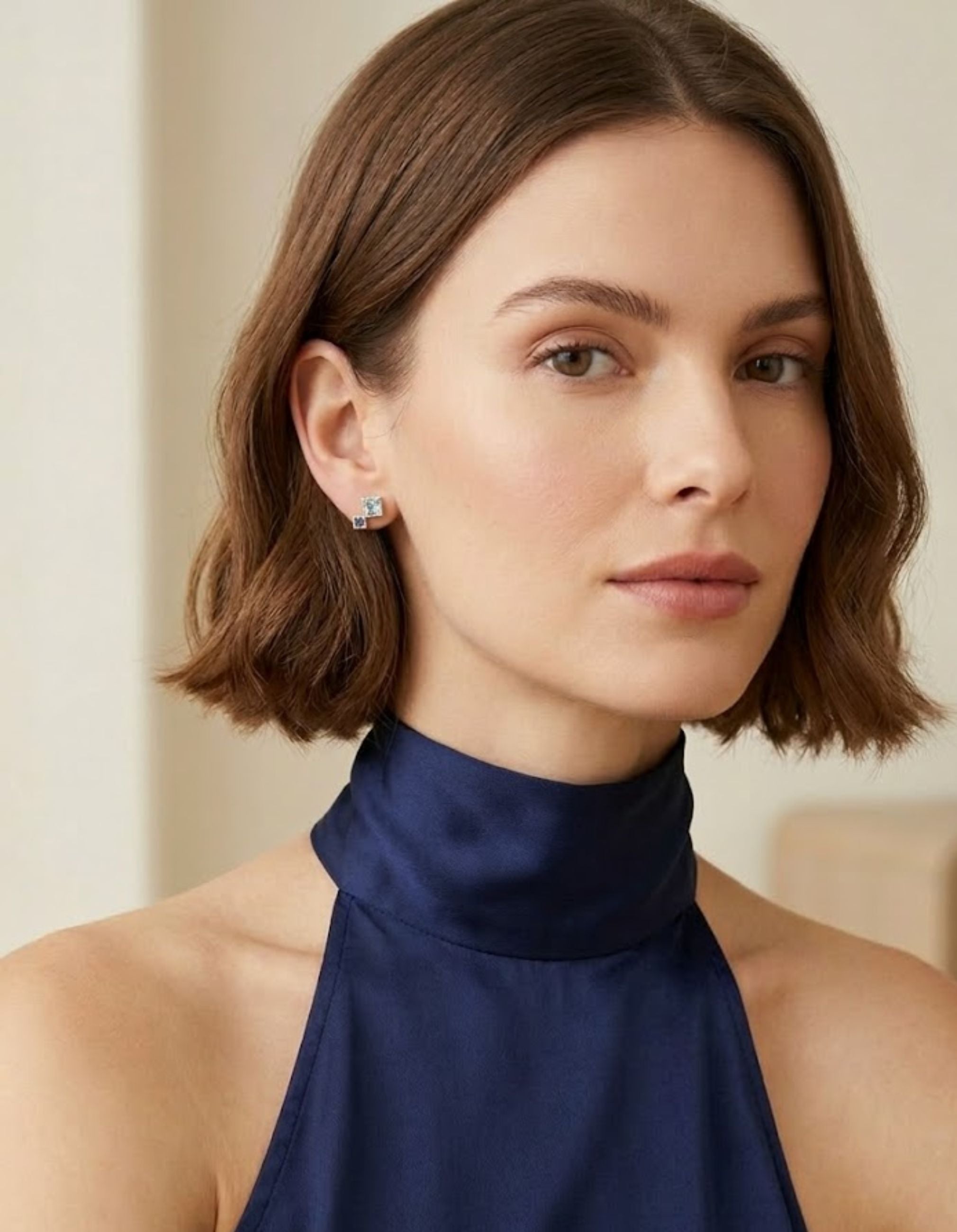 Blue Sapphire and Topaz Fada Earring