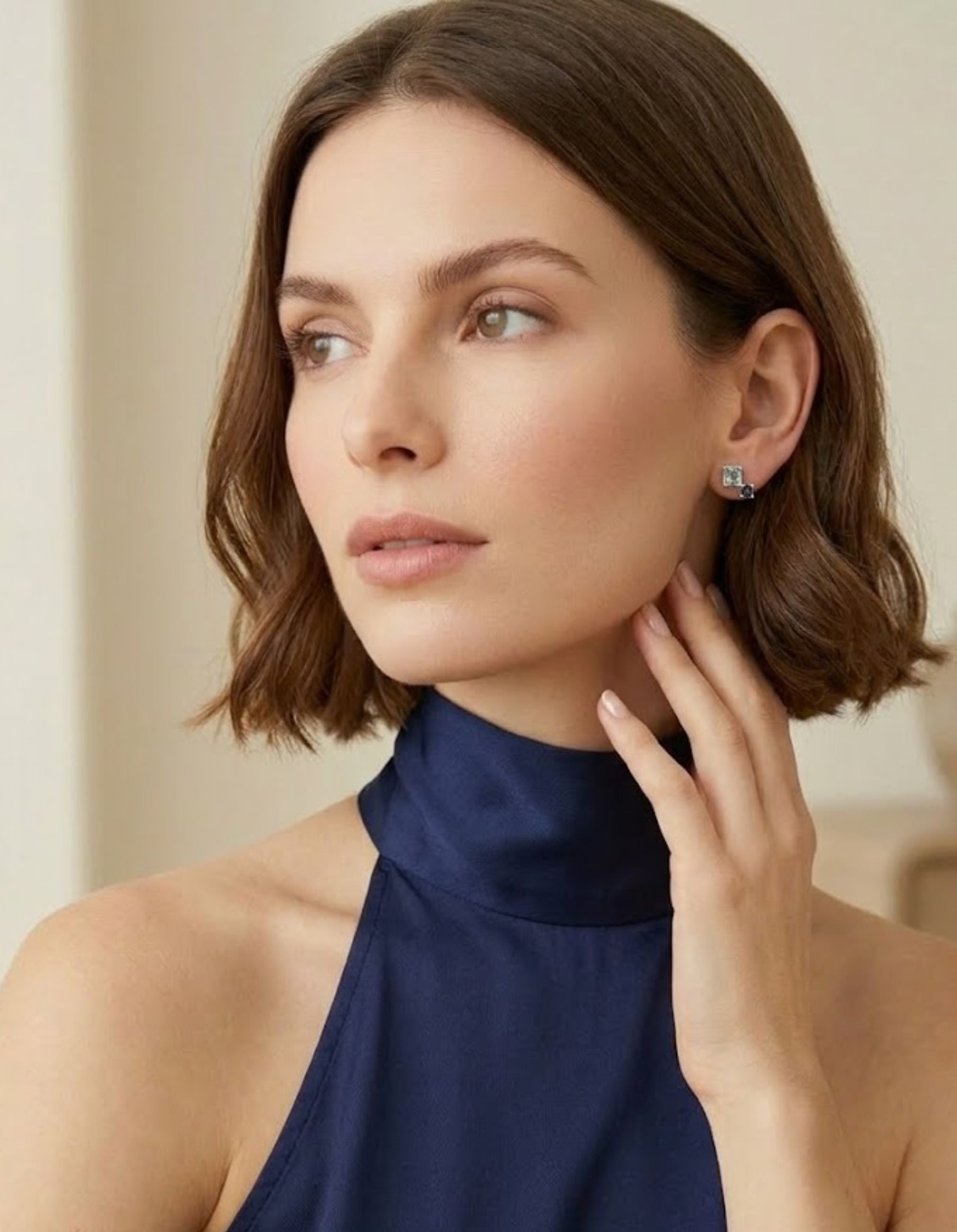 Blue Sapphire and Topaz Fada Earring by White/Space - At Present Jewelry