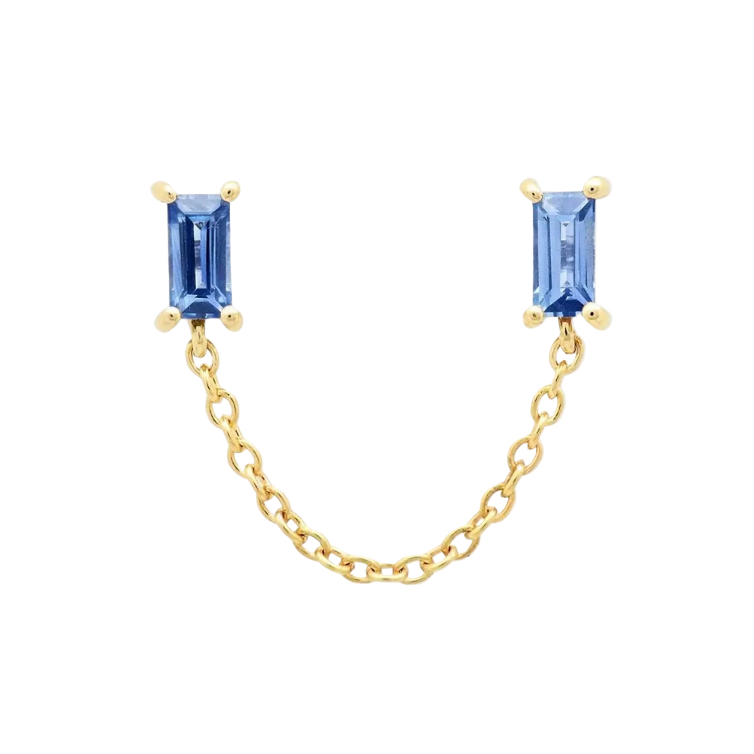 Gemstone Baguette Chain Stud