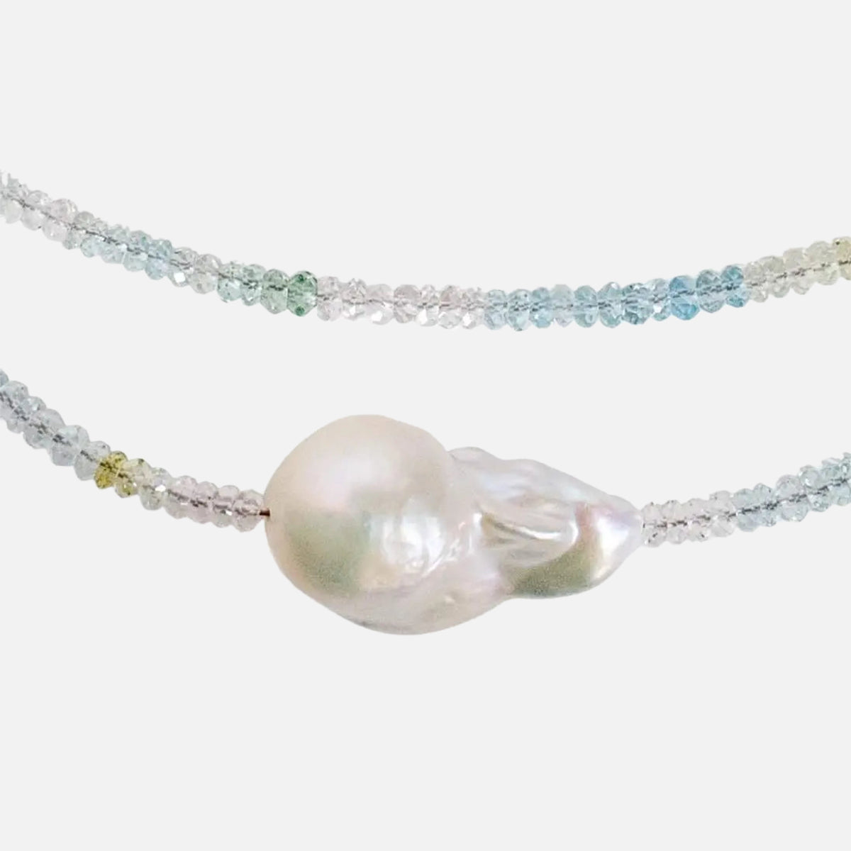 Ombre Aquamarine Baroque Pearl Necklace