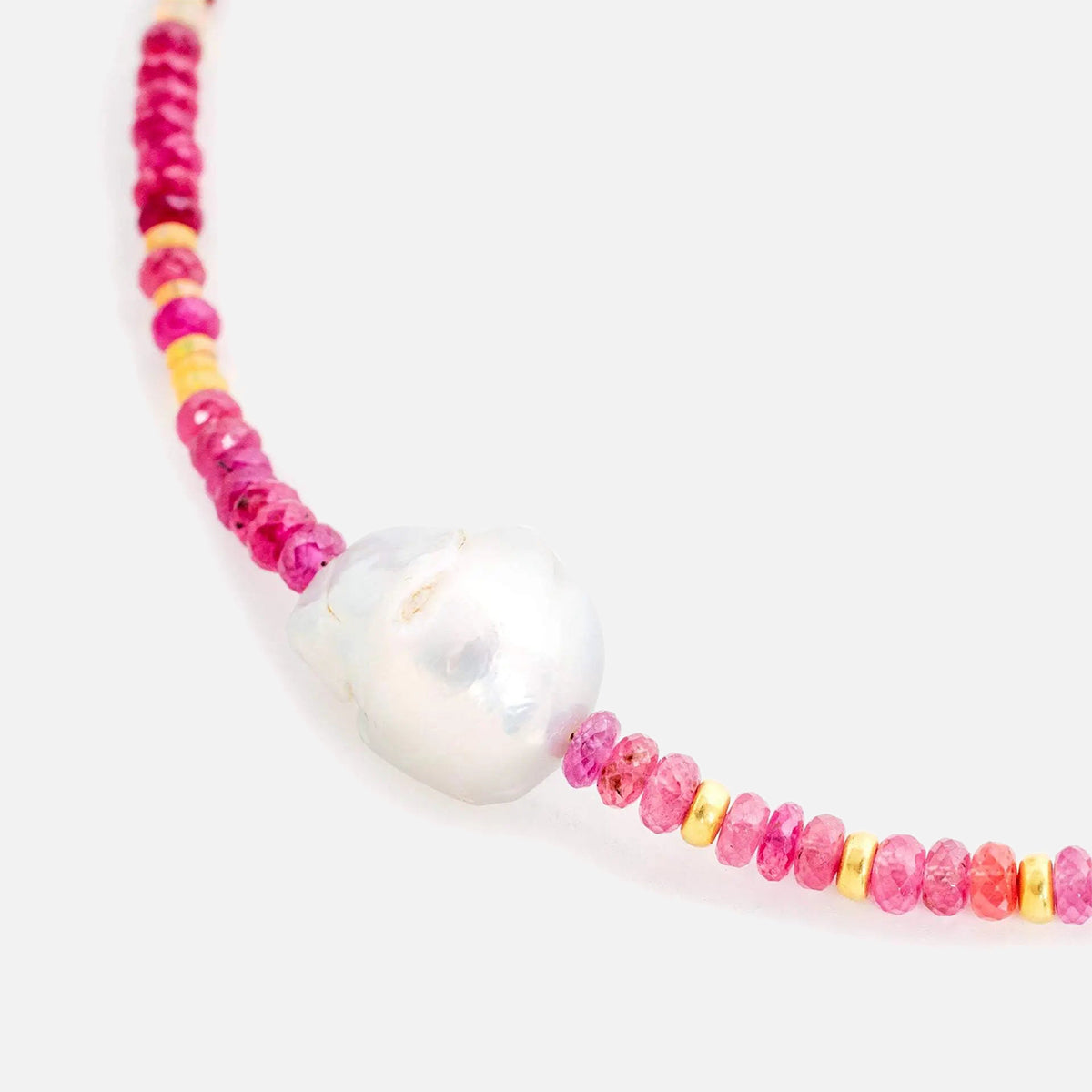 Raspberry Sherbert Gold Baroque Pearl Necklace