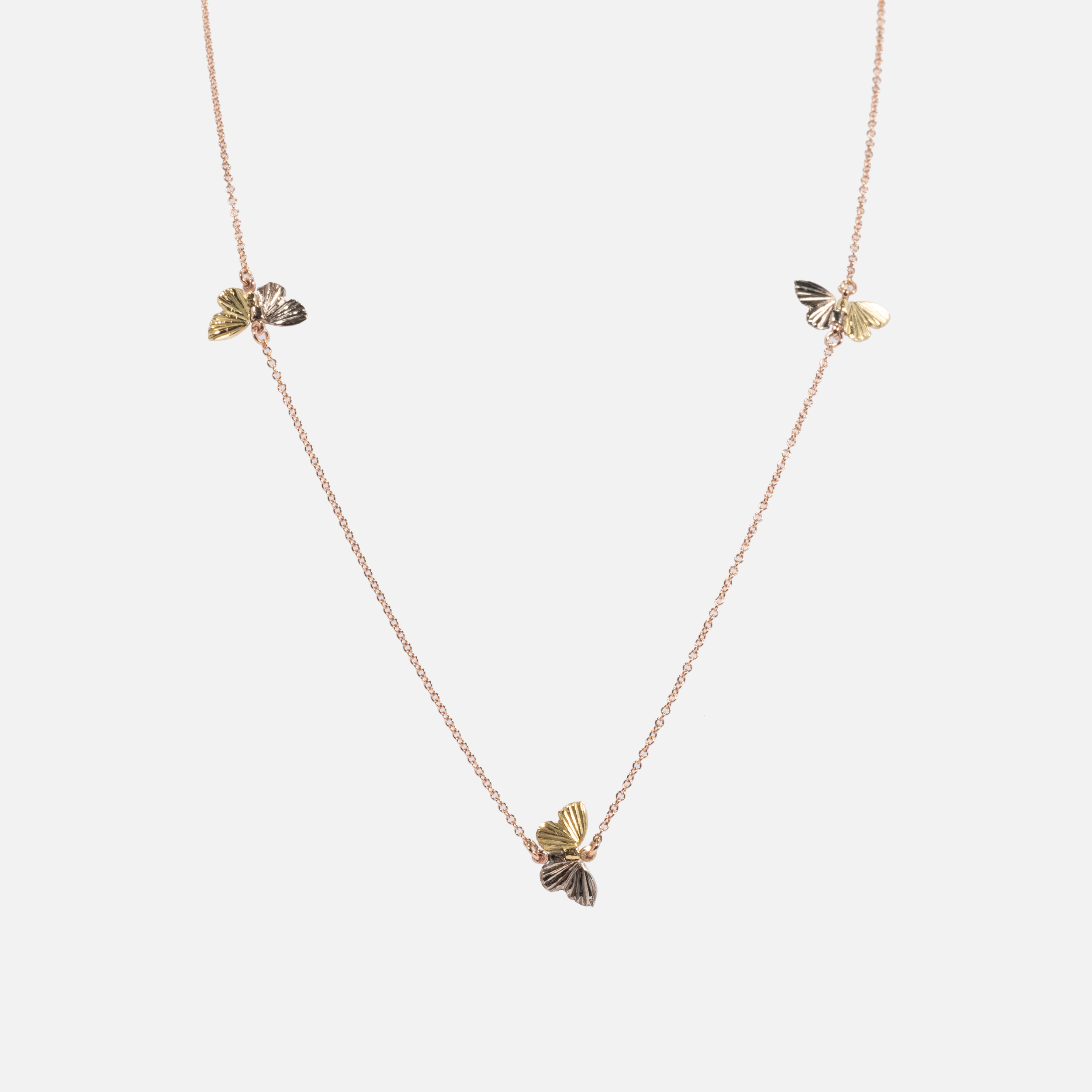 Tricolor Tiny Asterope 3 Migration Butterfly Necklace