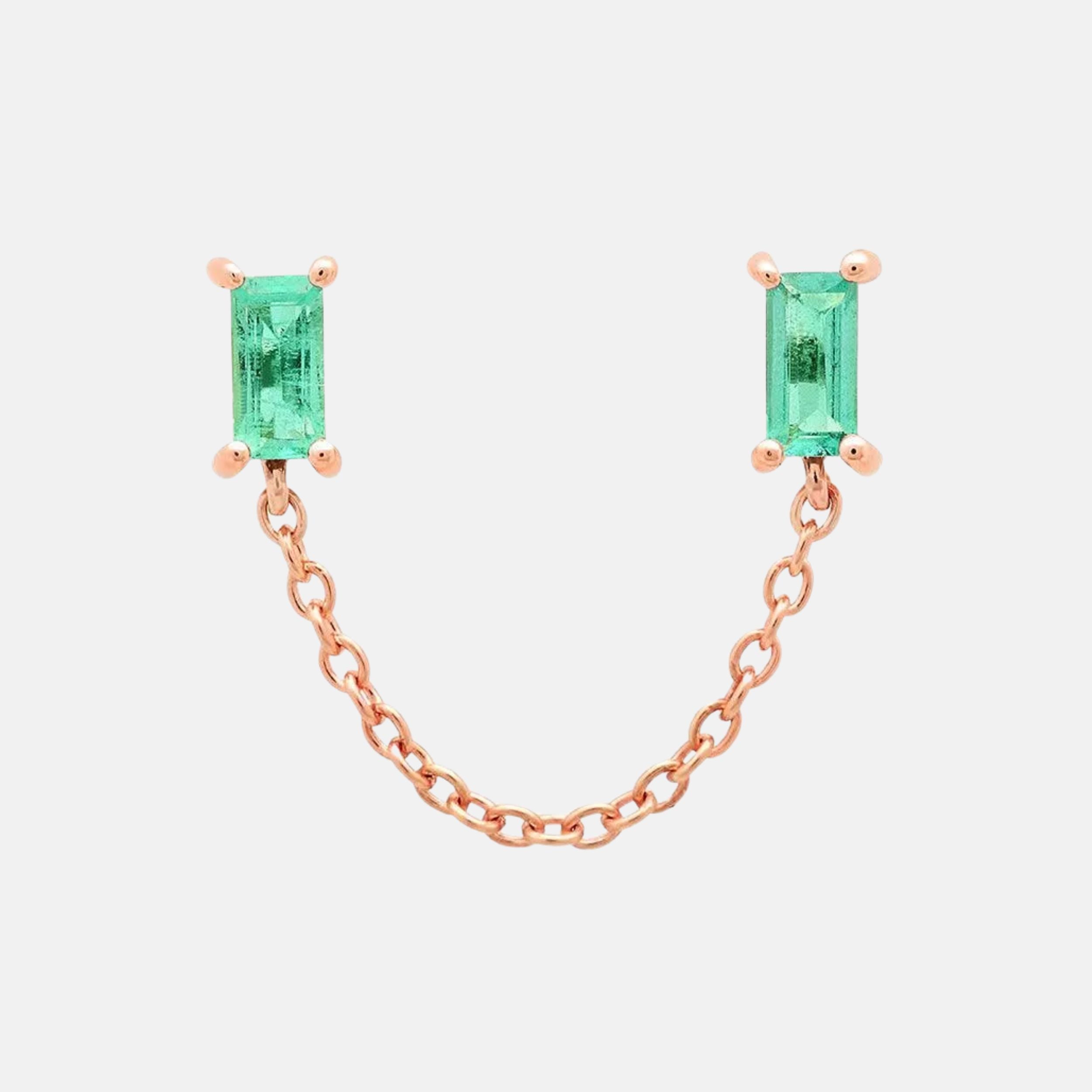Gemstone Baguette Chain Stud by Eriness - At Present Jewelry
