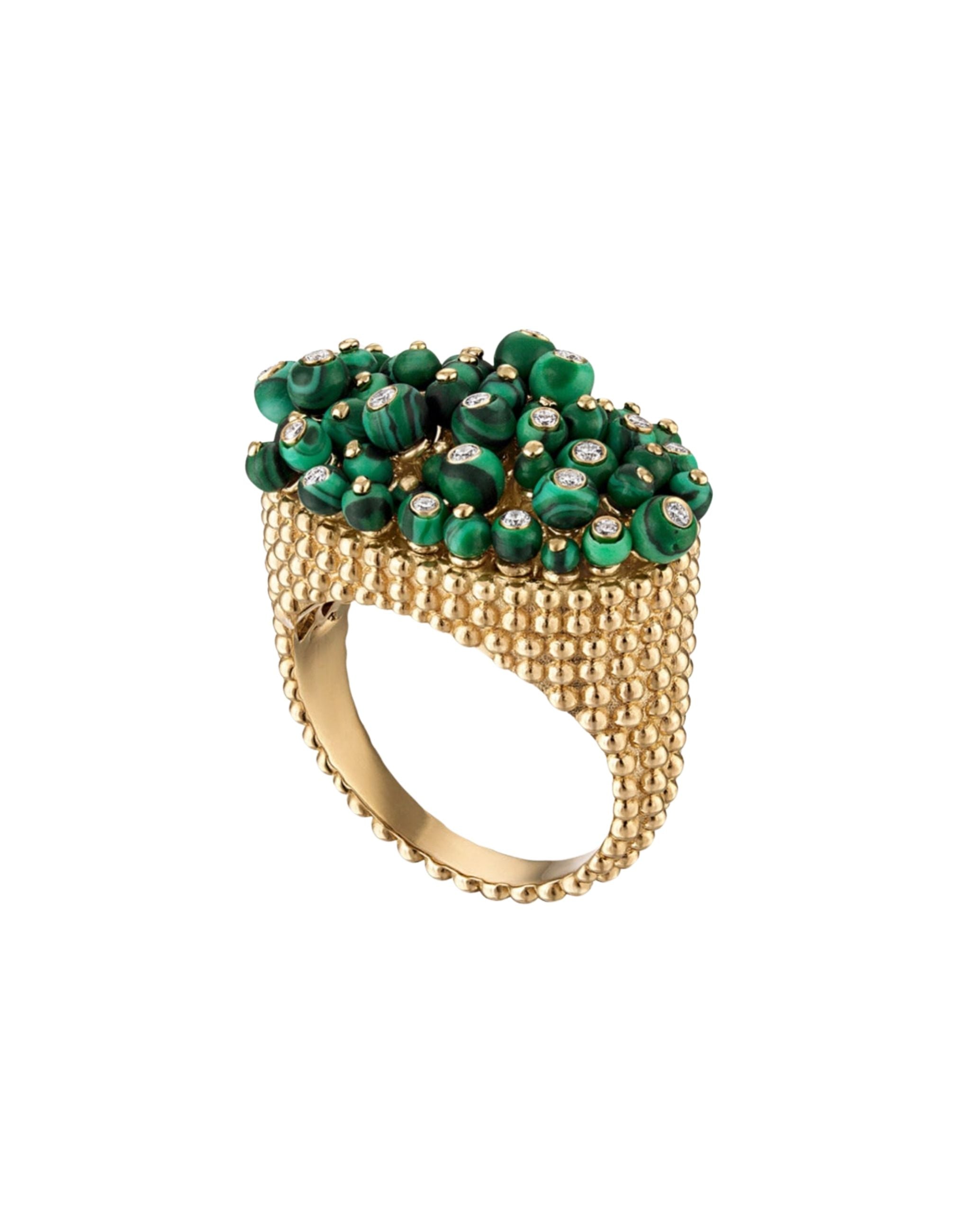 Bubbles Explosion Ring, Malachite