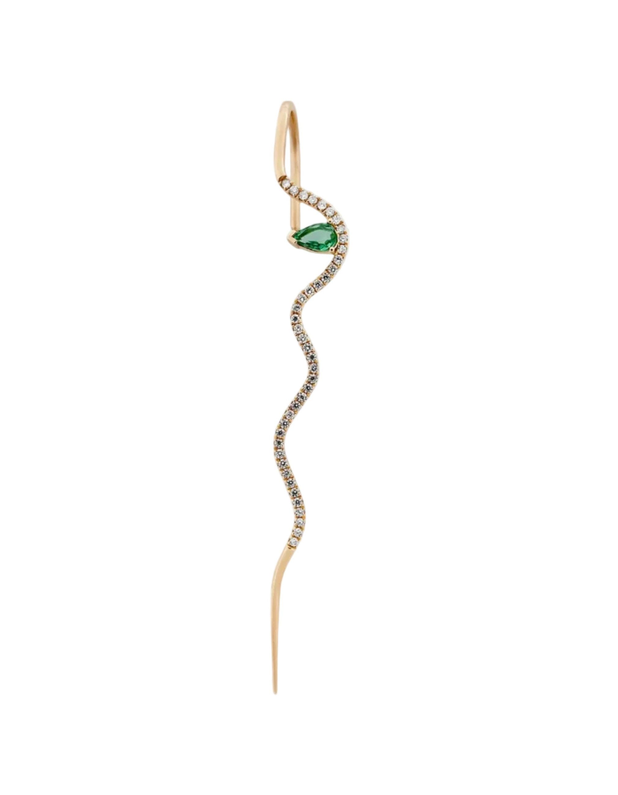 Pavé Element Needle Earring (Emerald)