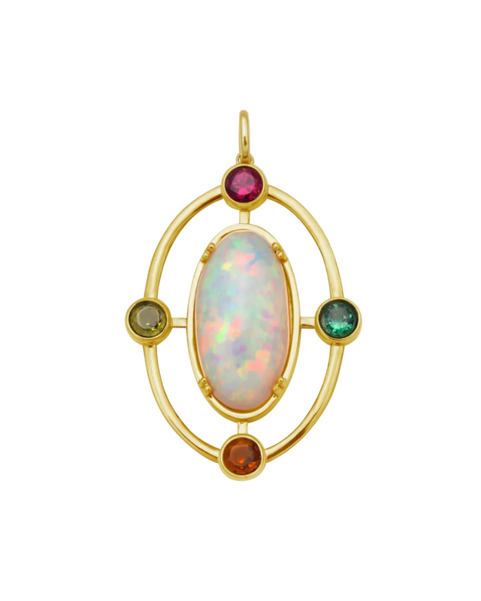 Celestine Opal and Multi Tourmaline Pendant by Lionheart - At Present Jewelry