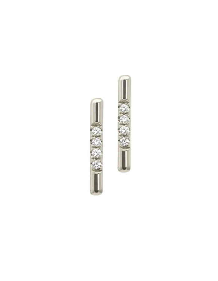 Pavé Linea Stud Earring by White/Space - At Present Jewelry