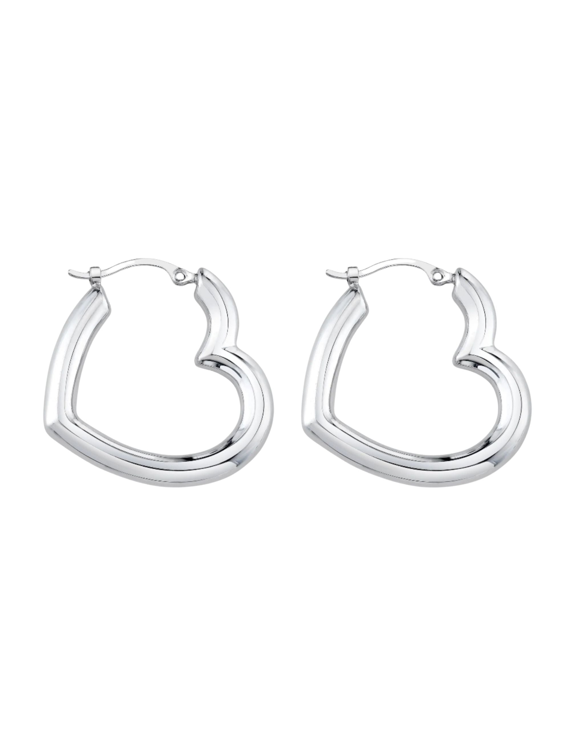 Sterling Silver Heart Helium Hoops