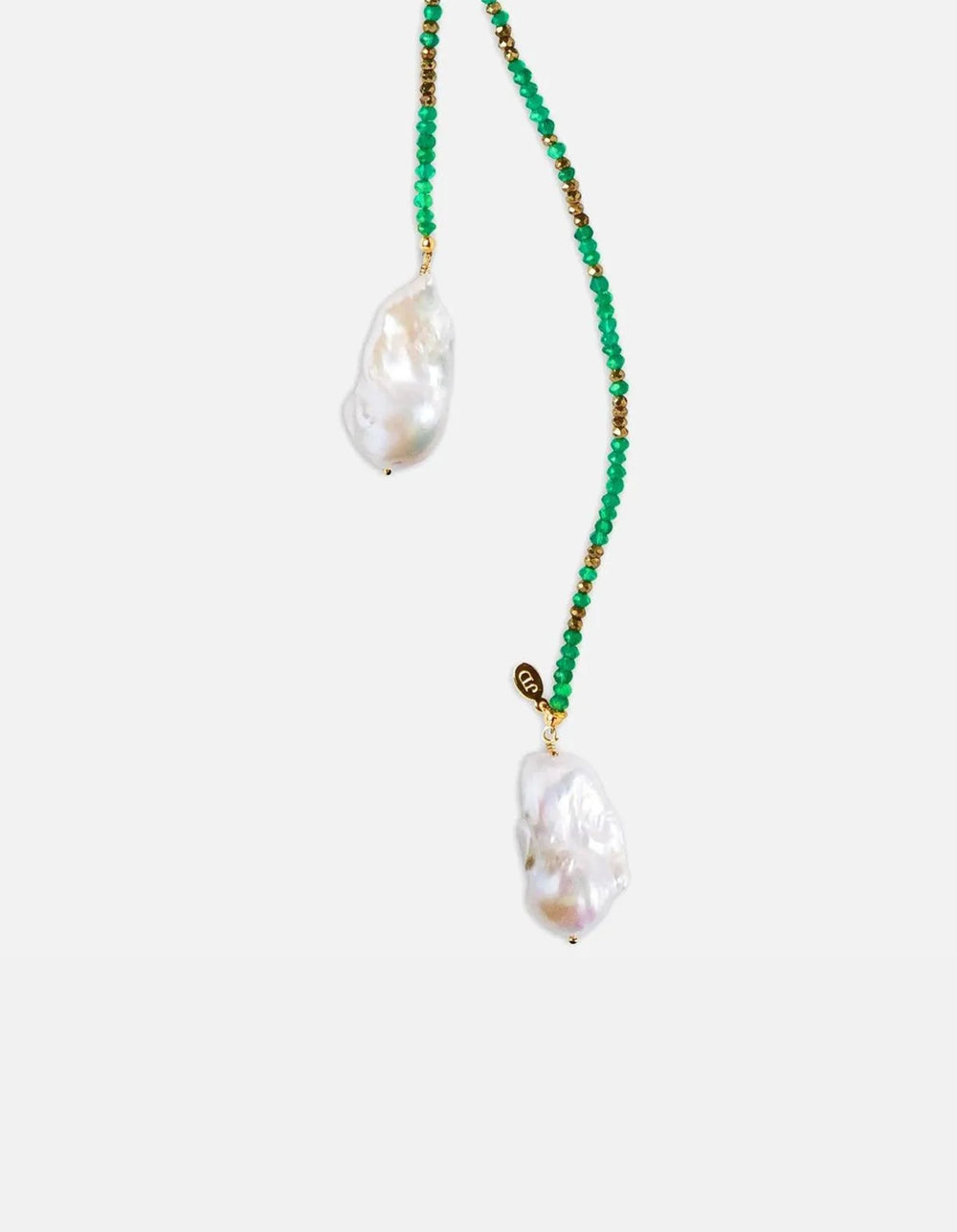 Green Onyx and Pyrite Ombre Classic Gemstone Lariat by Joie DiGiovanni - At Present Jewelry