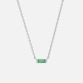 Solitaire Emerald Baguette Necklace