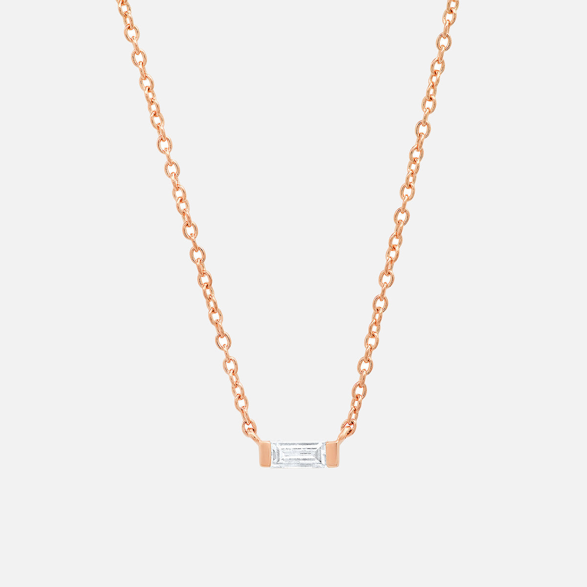 Solitaire Diamond Baguette Necklace