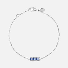 Triple Blue Sapphire Princess Cut Bracelet