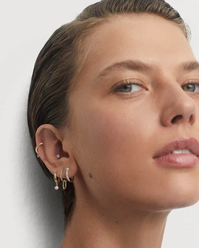Diamonds and Gold Tay Hoops - At Present Jewelry