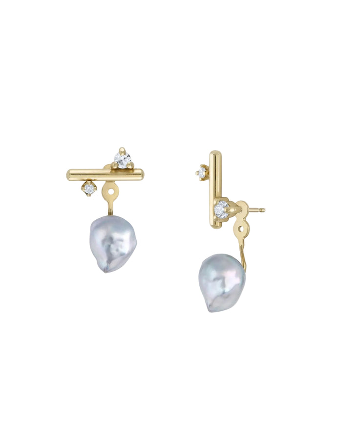 Blue Akoya Andromeda Ear Jackets by White/Space - At Present Jewelry