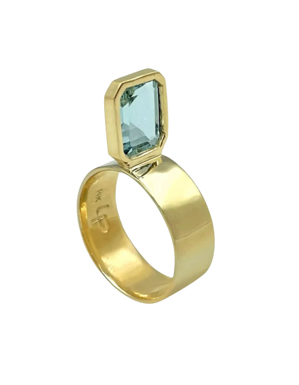 Perched Setting Ring with Aquamarine by Leslie Paige Jewelry - At Present Jewelry