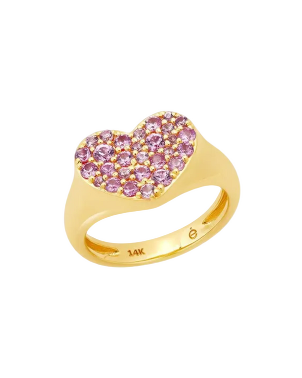 Pink Sapphire Smushed Heart Pinky Ring by Eriness - At Present Jewelry