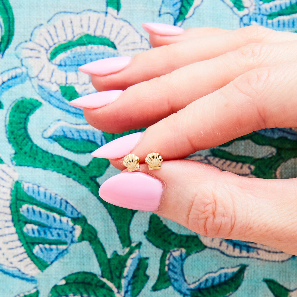 Petite Scallop Shell Studs by Ariel Gordon Jewelry - At Present Jewelry