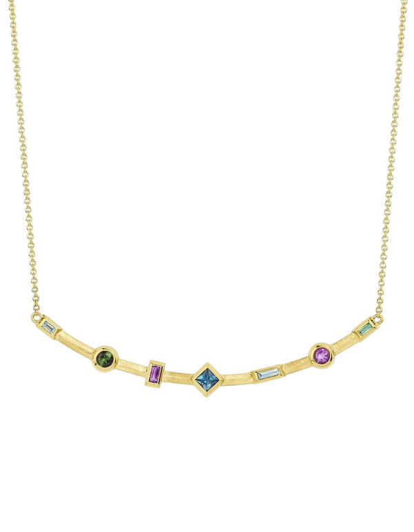 Multicolored Curved Bar Necklace by Jennifer DeMoro Jewelry - At Present Jewelry