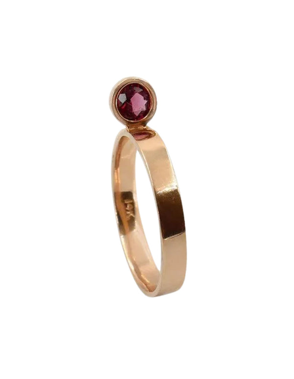 Perched Setting Round Ruby Stacking Ring by Leslie Paige Jewelry - At Present Jewelry