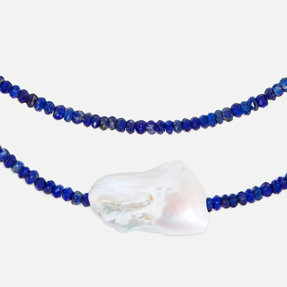 Lapis Single Baroque Pearl Gemstone Necklace