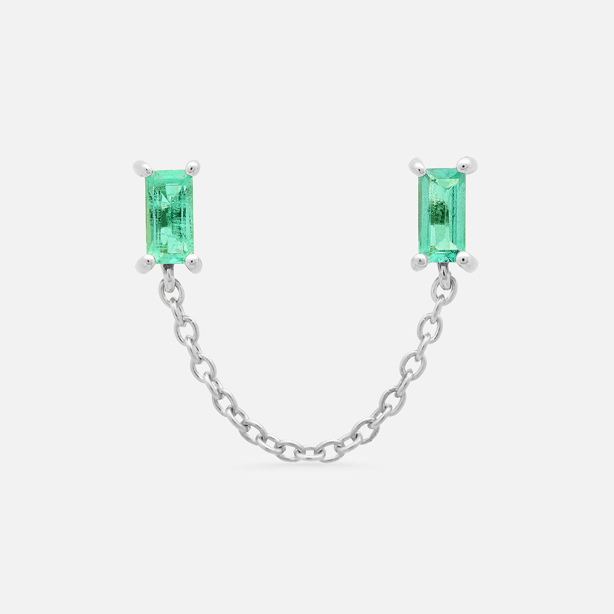 Emerald Baguette Chain Stud