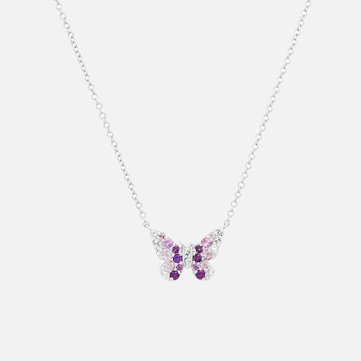 Mini Purple and Diamond Ombré Butterfly Necklace