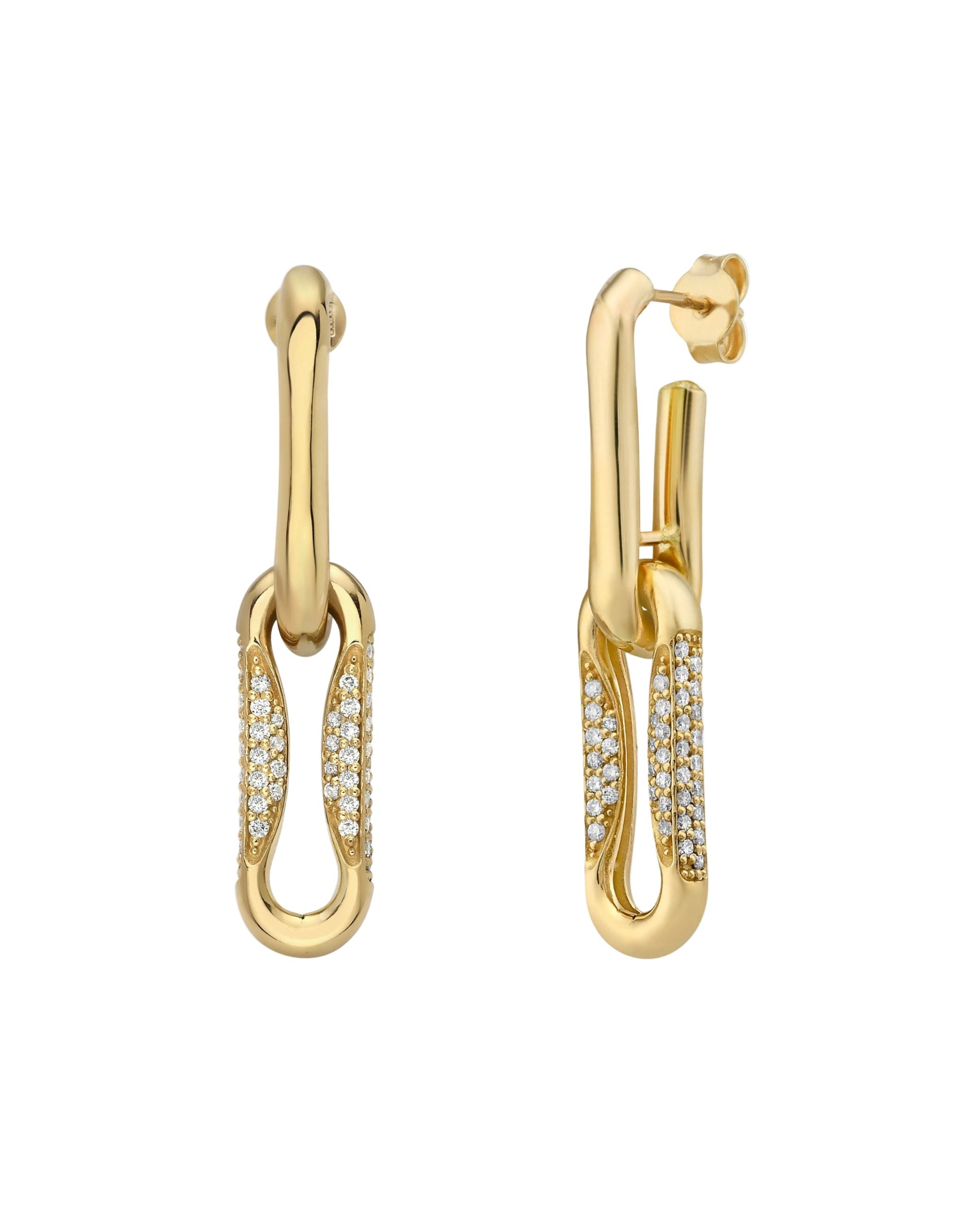 Milano Pinched Link Drop Earrings With Diamonds