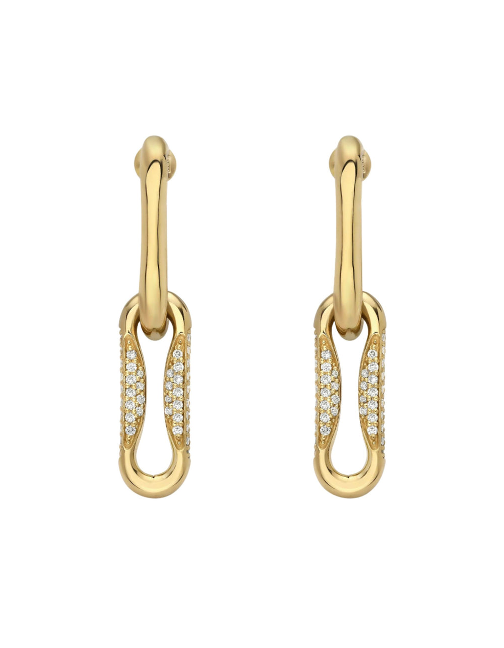 Milano Pinched Link Drop Earrings With Diamonds