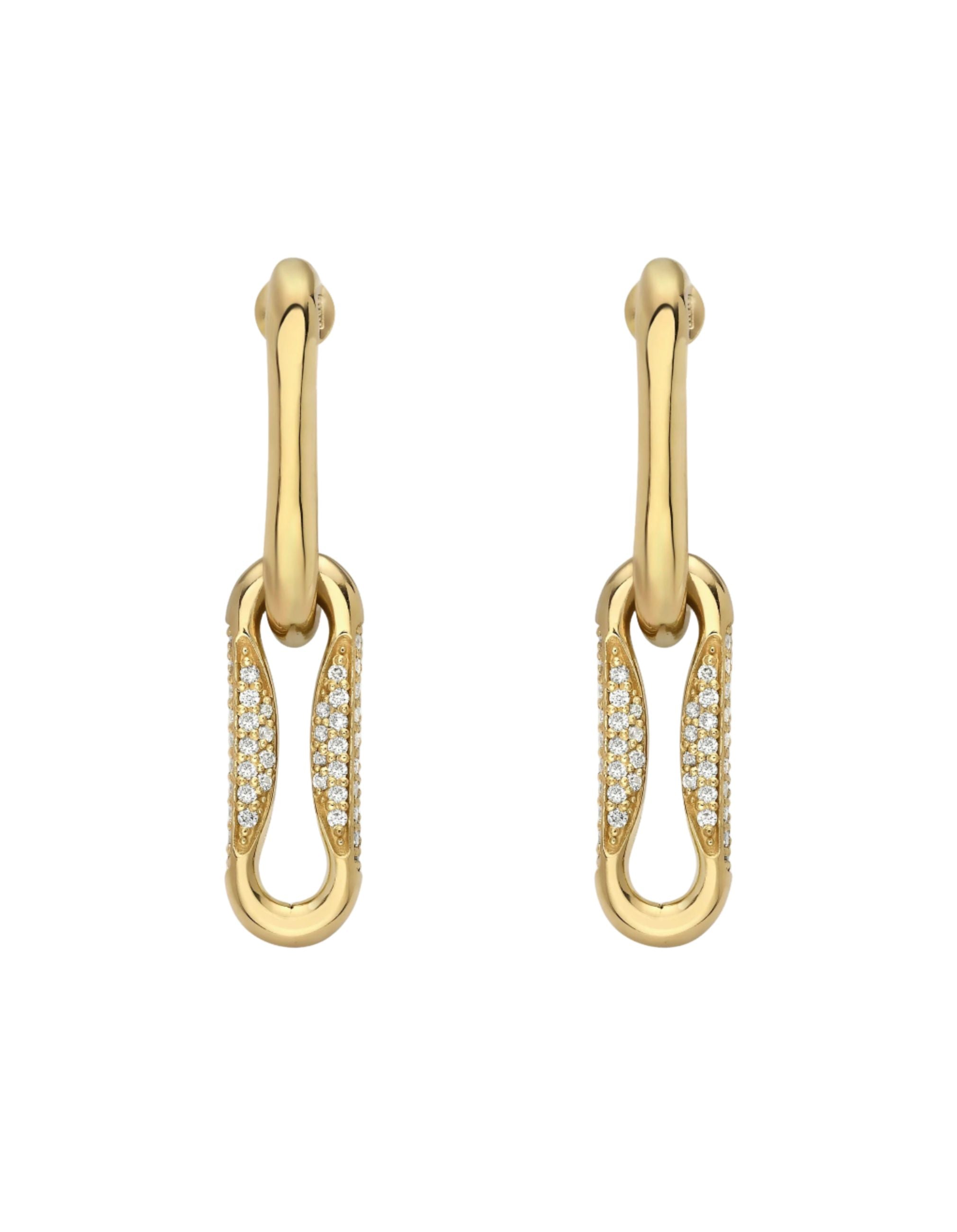 Milano Pinched Link Drop Earrings With Diamonds