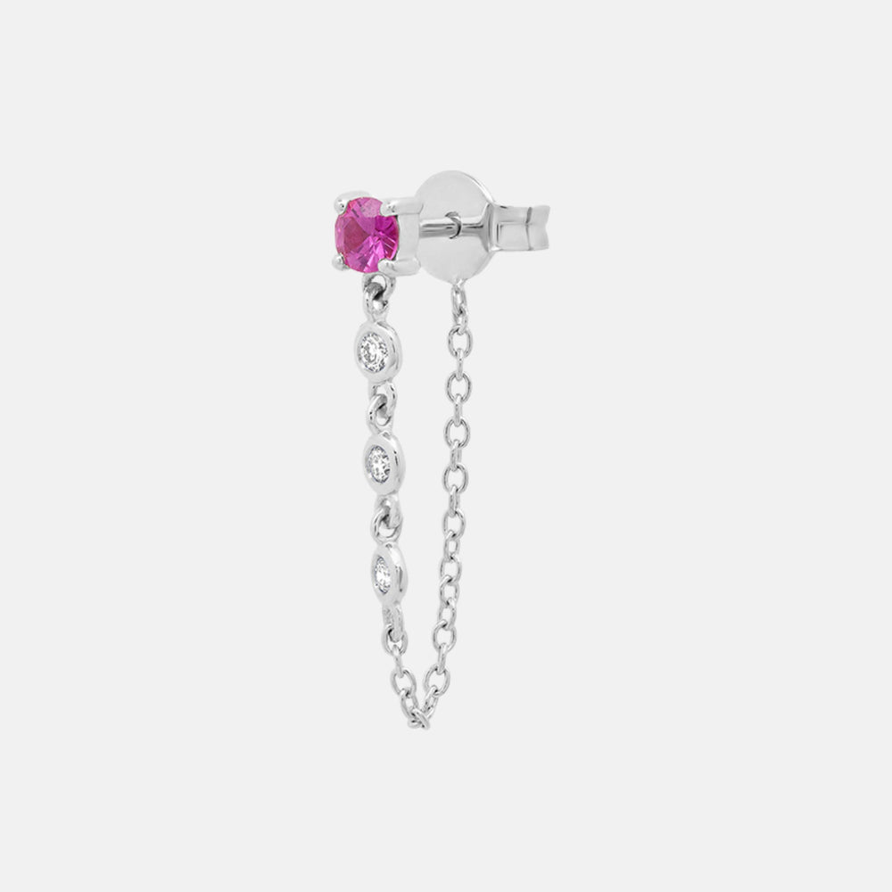 Gemstone Stud with Diamond Chain by Eriness - At Present Jewelry