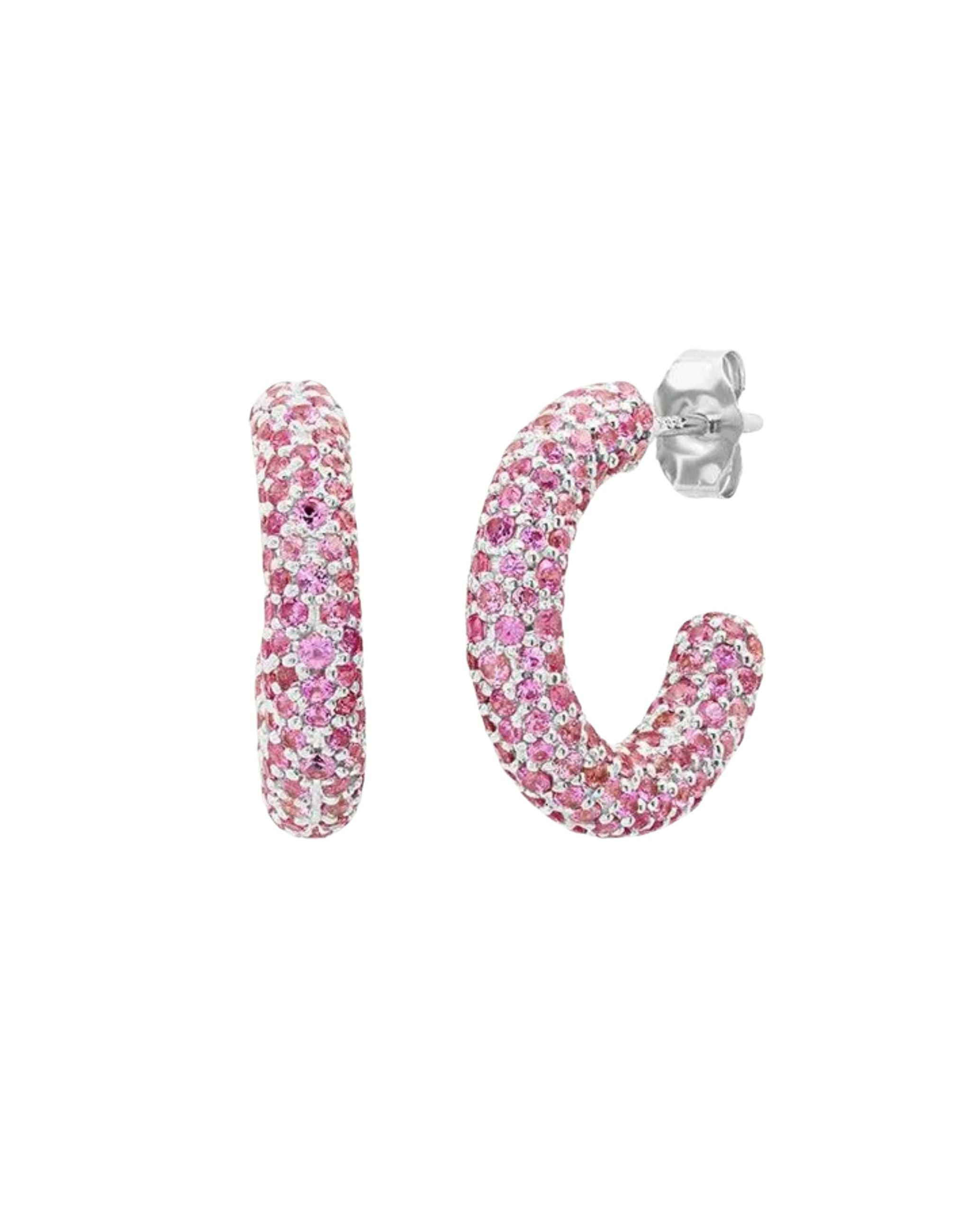Mini Pink Sapphire Party Hoops