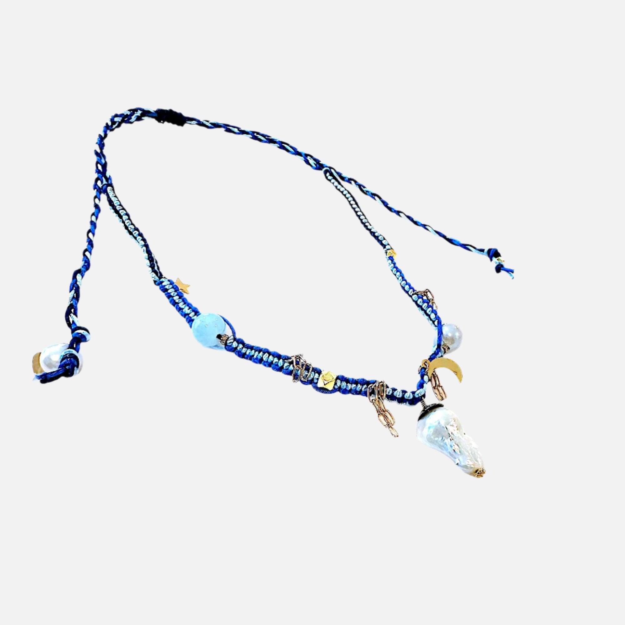 Blue Sky Diamond Silk Rockstar Necklace