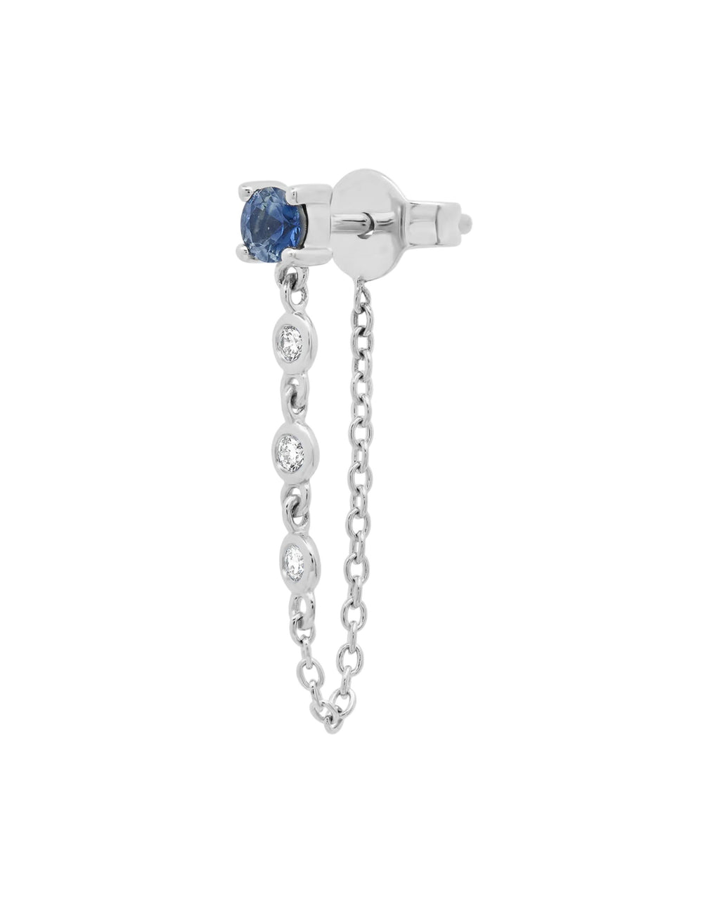 Gemstone Stud with Diamond Chain