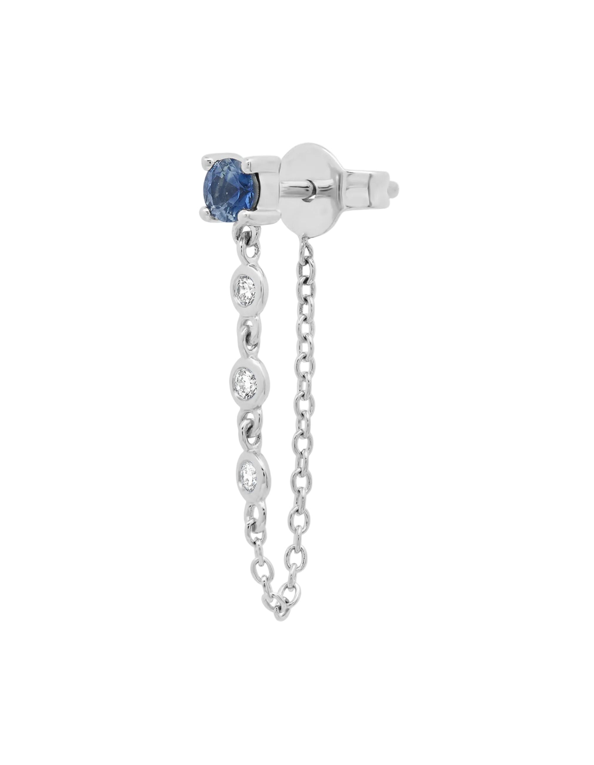 Gemstone Stud with Diamond Chain