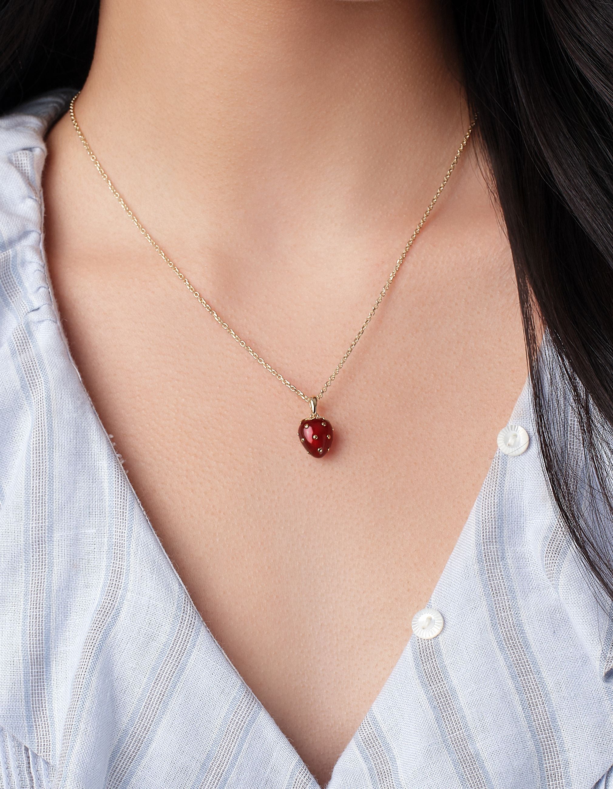 Ariel Gordon Jewelry Petite Strawberry Agate Pendant - At Present