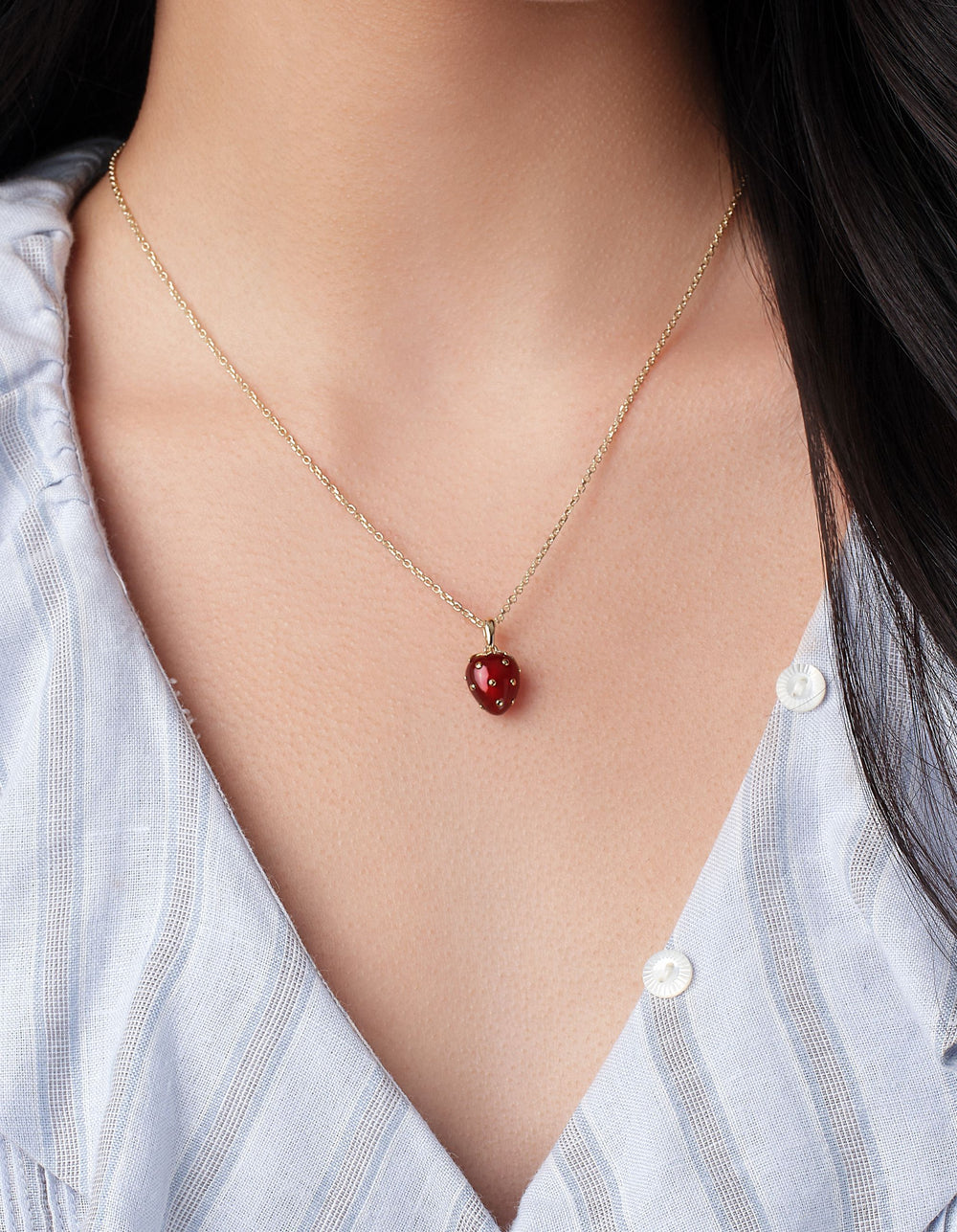 Petite Strawberry Agate Pendant