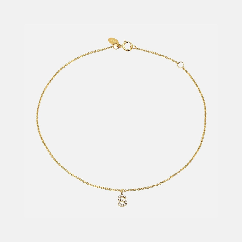 Diamond Mini Initial Anklet by Eriness - At Present Jewelry