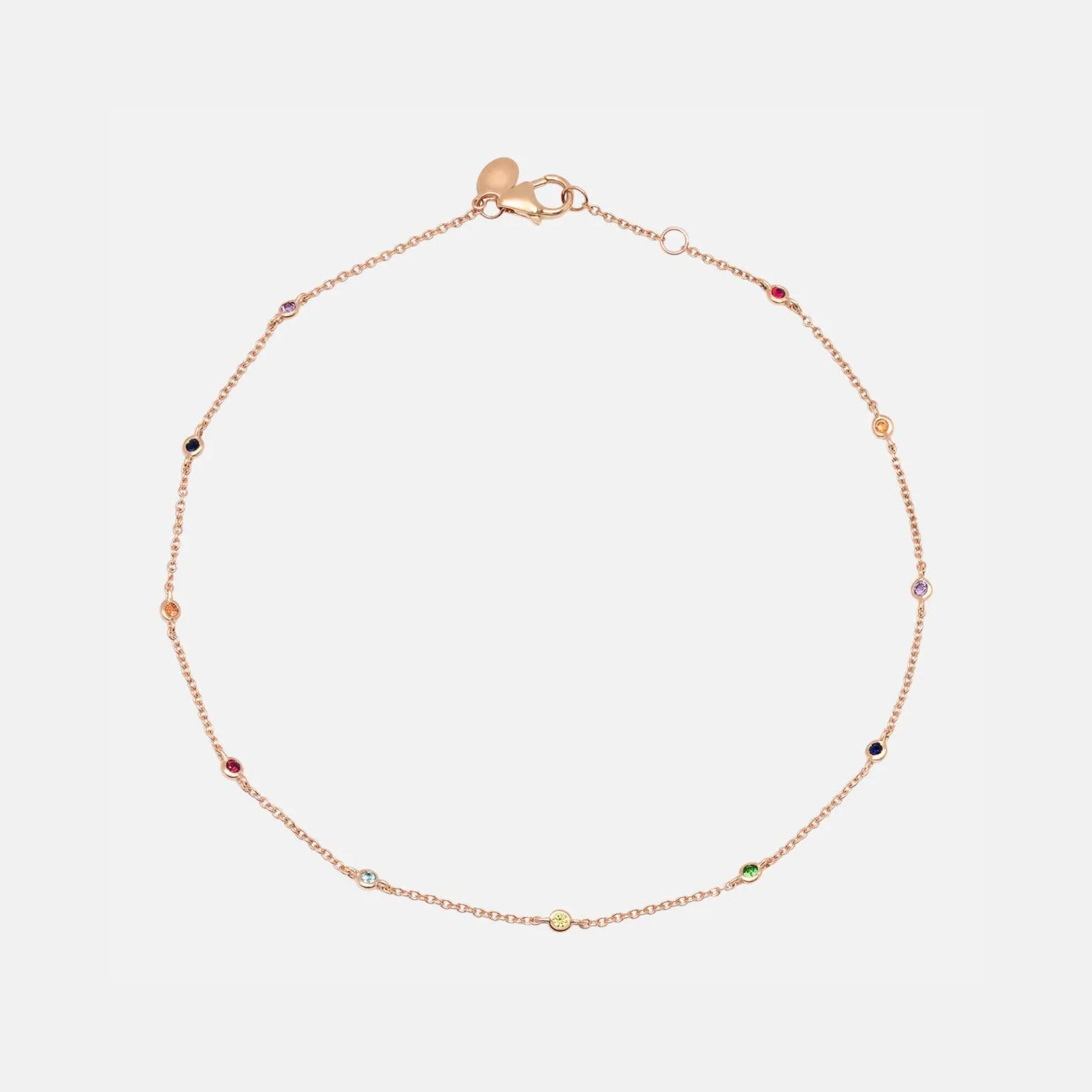 Rainbow Bezel Set Anklet by Eriness - At Present Jewelry