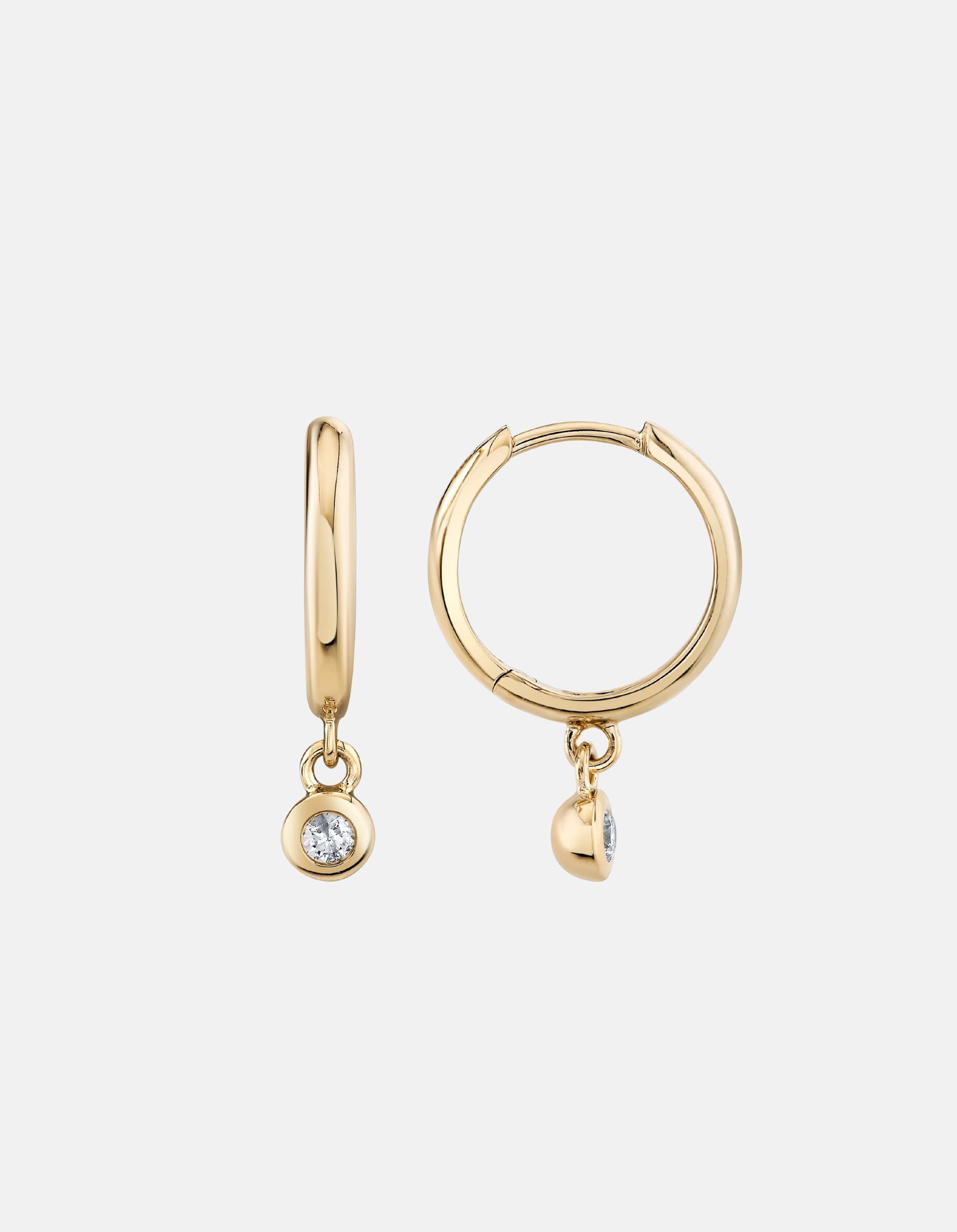 Single Diamond Raindrop Huggies - At Present Jewelry