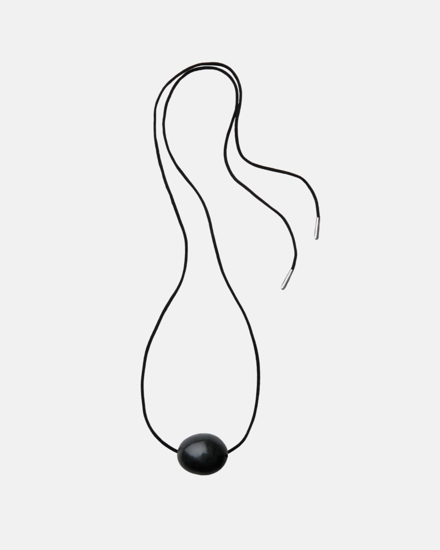 Large Stone Ellipse Necklace, Black