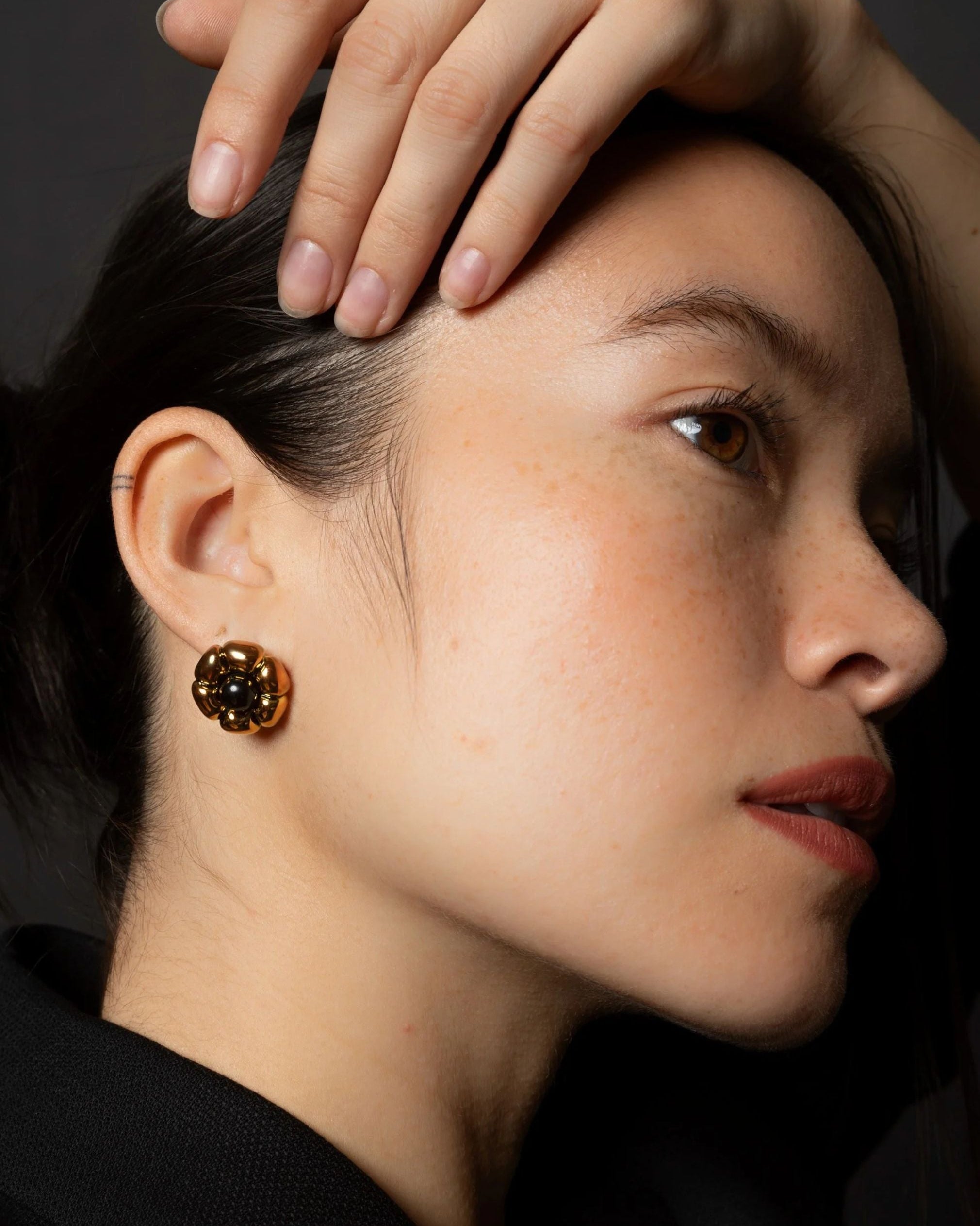 Gold Flumed Flower Earrings