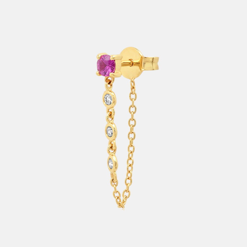 Gemstone Stud with Diamond Chain by Eriness - At Present Jewelry